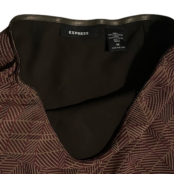 Express Women’s Sz Medium Brown Patterned Pencil Skirt - Picture 4 of 4